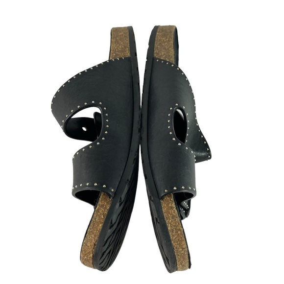 SAINT LAURENT Black Leather Jimmy Stud Straps Slides Women Made in Italy 41-10US - Picture 10 of 13